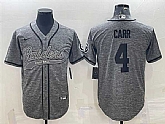 Men's Las Vegas Raiders #4 Derek Carr Gray With Patch Cool Base Stitched Baseball Jersey,baseball caps,new era cap wholesale,wholesale hats